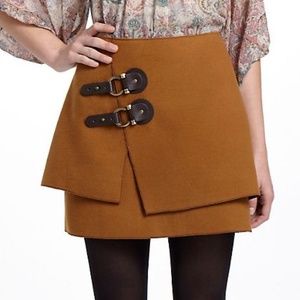 Anthropologie Meadow Rue Buckled Felt Skirt